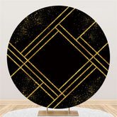 Lofaris Simple Glitter Gold And Black Lines Circle Backdrop